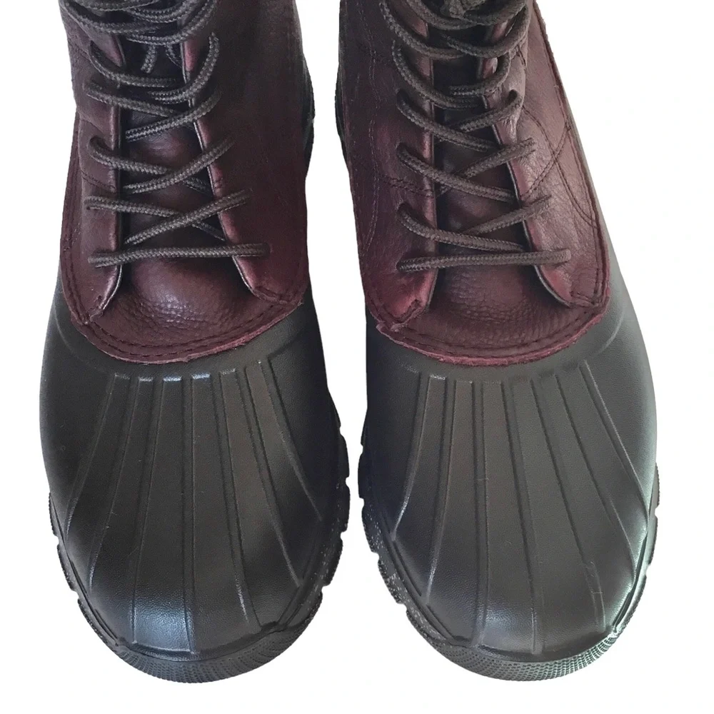 🆕 Sperry Duck Boot Float Lined Leather Waterproof Lace-up Brown/Burgundy Size-12